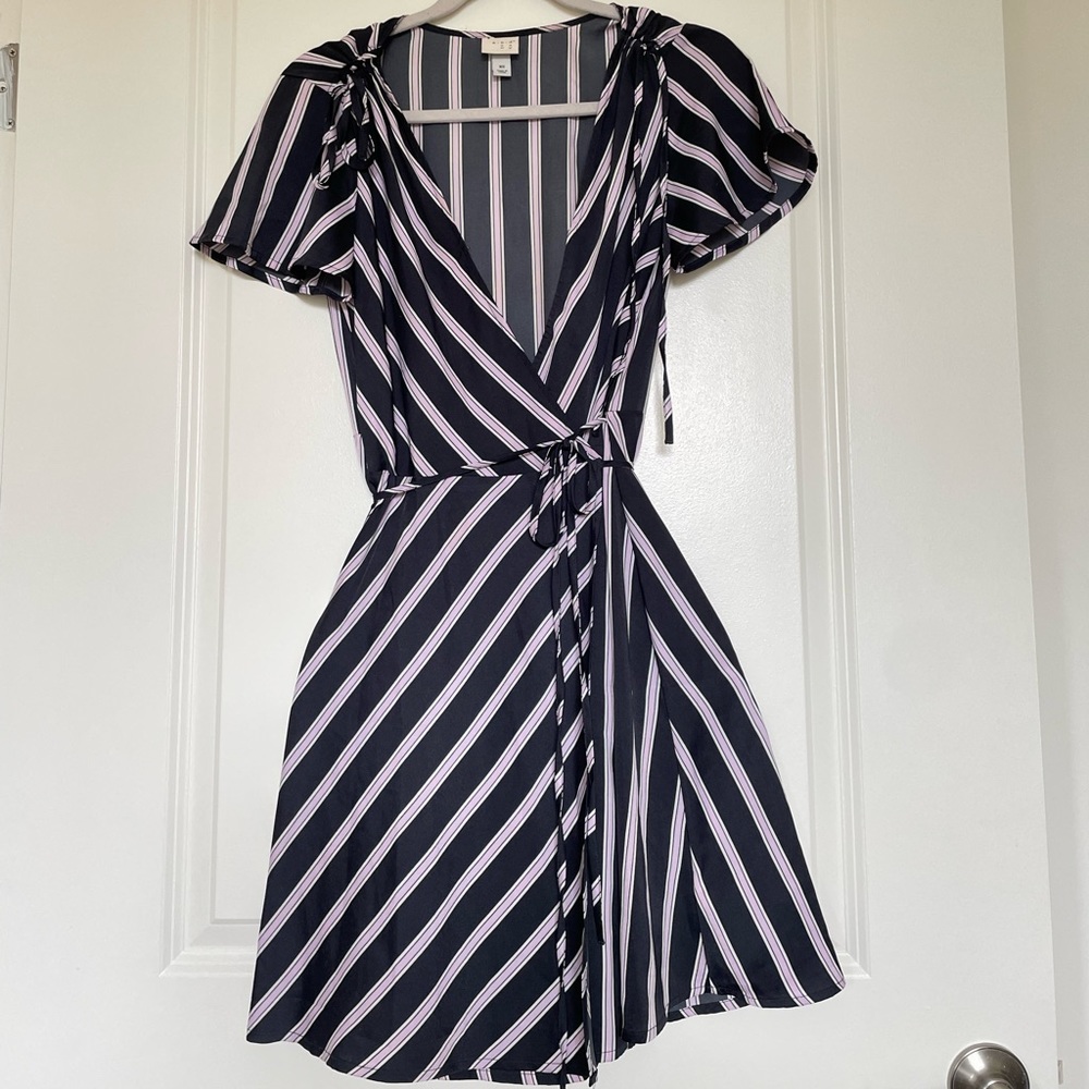 Wrap front striped dress size S